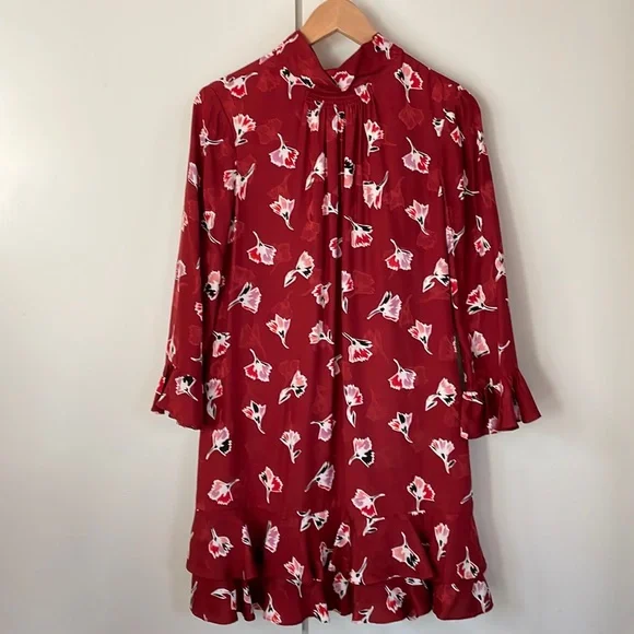 Rebecca Taylor Dress Paintbrush Floral Silk Blend Lined, Size 4 - Picture 3 of 16